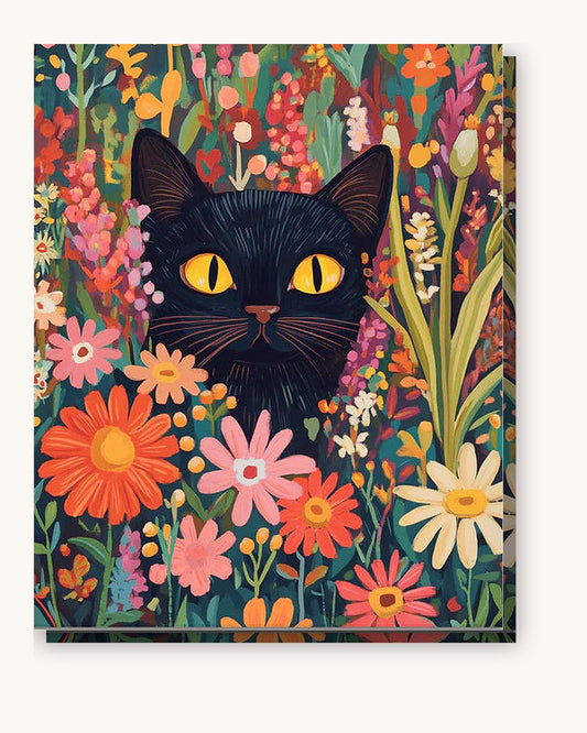 Peeking Cat paint by numbers kit on stretched canvas