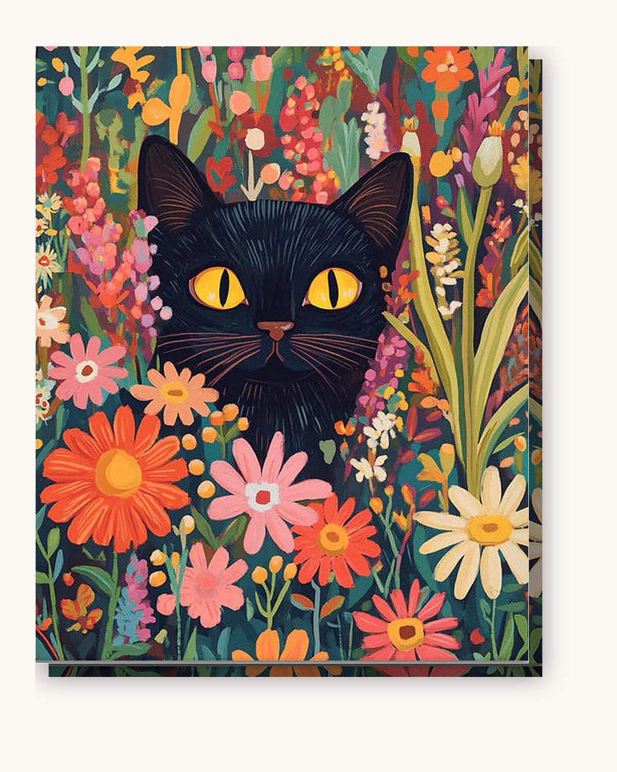 Peeking Cat paint by numbers kit on stretched canvas