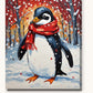 Penguin in a Red Scarf paint by numbers kit on stretched canvas