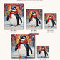 Penguin in a Red Scarf canvas sizes from 12 x 12 to 23.5 x 23.5 inches