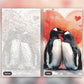 Penguins Love paint by numbers kit, before and after