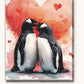Penguins Love paint by numbers kit on stretched canvas