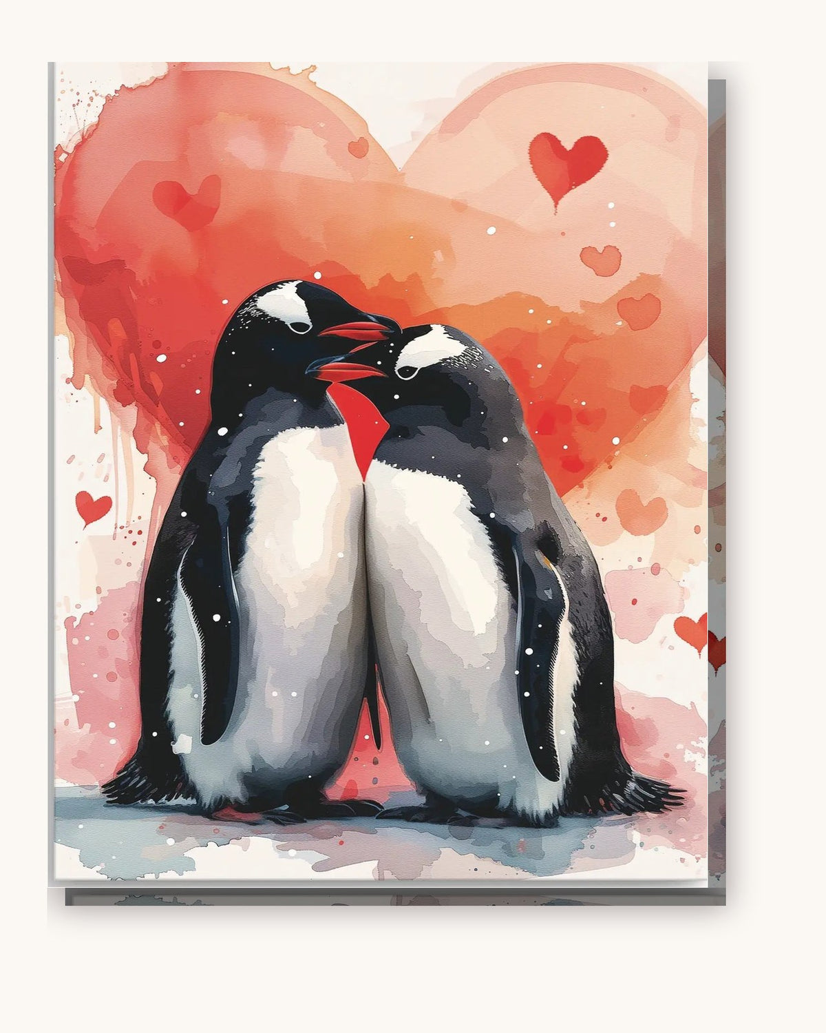 Penguins Love paint by numbers kit on stretched canvas