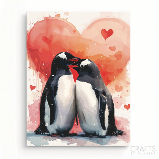 Penguins Love Painting by Numbers Premium Kit