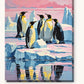 Penguins on Pink Arctic Ice paint by numbers kit on stretched canvas