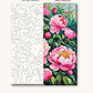 Peony Bushes in Full Pink Bloom numbered canvas next to the finished painting