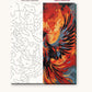 Phoenix with Flaming Wings numbered canvas next to the finished painting