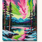 Pink and Green Aurora over the Lake paint by numbers kit on stretched canvas