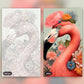 Pink Flamingo paint by numbers kit, before and after