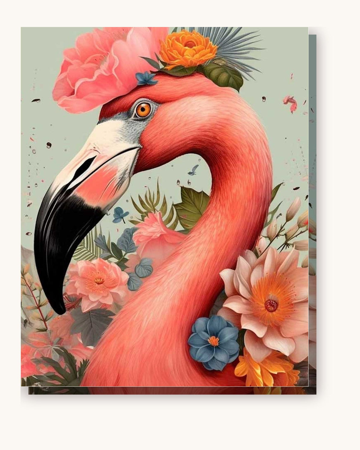 Pink Flamingo paint by numbers kit on stretched canvas