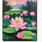 Pink Lotus Pond at Sunset paint by numbers kit on stretched canvas