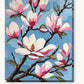 Pink Magnolia Blossoms on a Branch paint by numbers kit on stretched canvas