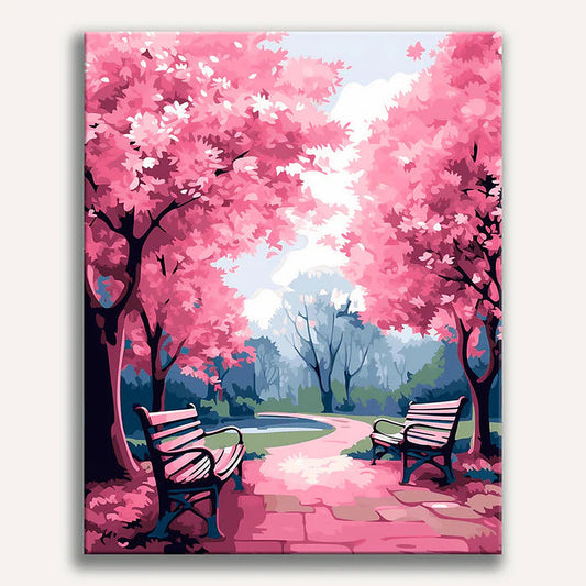 Pink Park Painting by Numbers Premium Kit