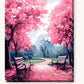Pink Park paint by numbers kit on stretched canvas