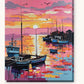 Pink Sunrise over the Harbor paint by numbers kit on stretched canvas