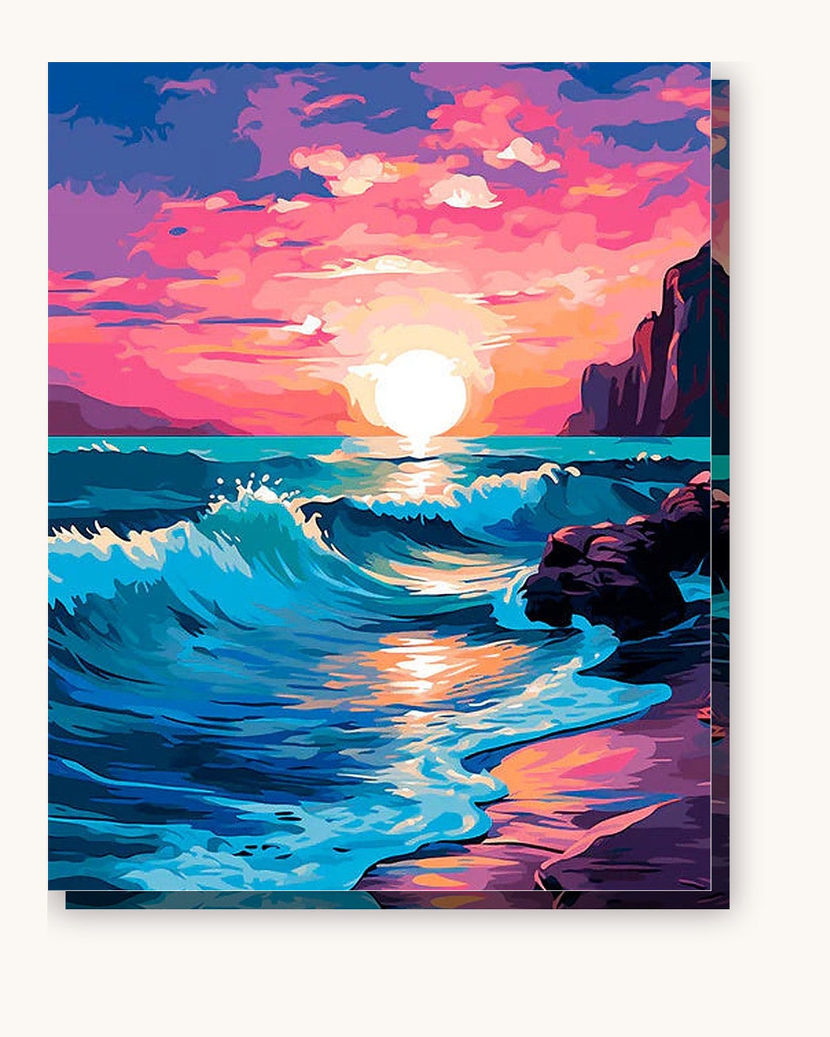 Blushing Waters paint by numbers kit on stretched canvas