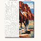 Pinto Horse in the Red Canyon numbered canvas next to the finished painting