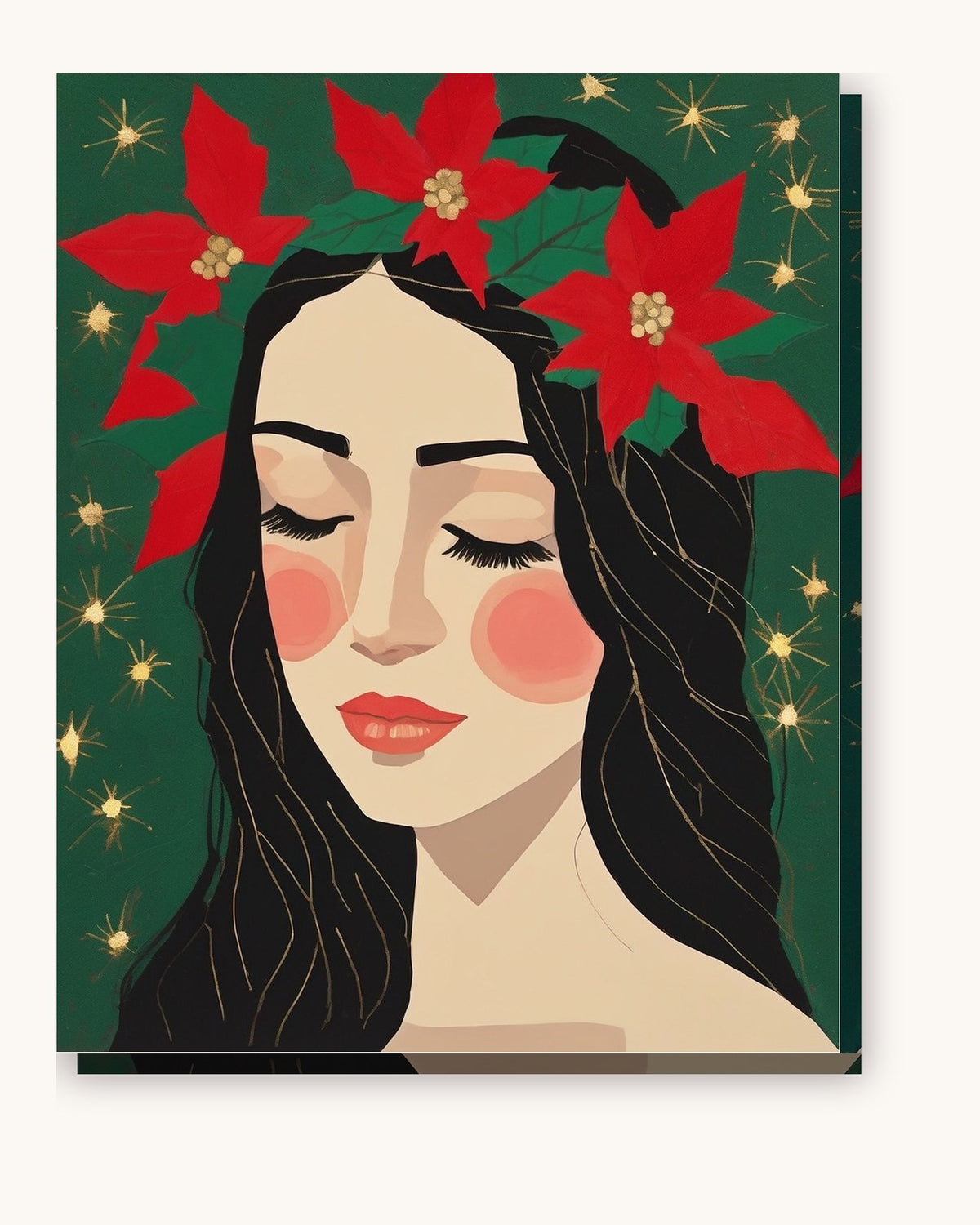 Poinsettia Crown Portrait paint by numbers kit on stretched canvas