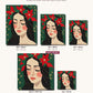 Poinsettia Crown Portrait canvas sizes from 12 x 12 to 23.5 x 23.5 inches