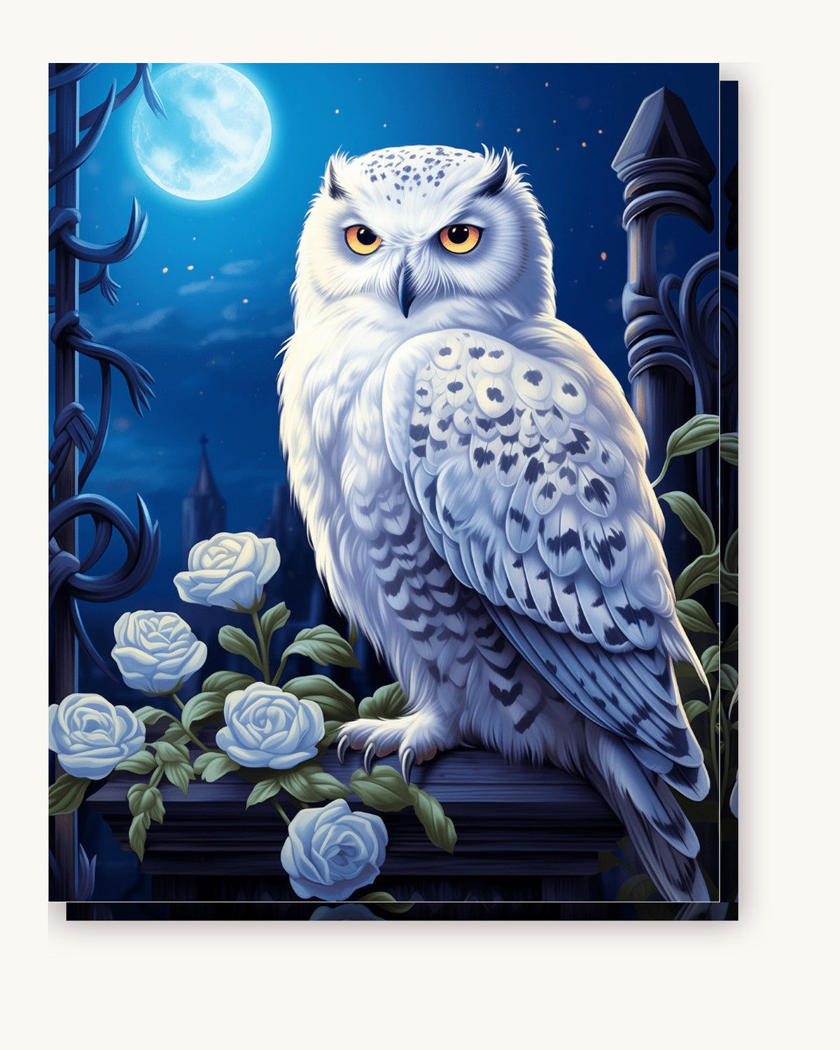 Polar Owl paint by numbers kit on stretched canvas