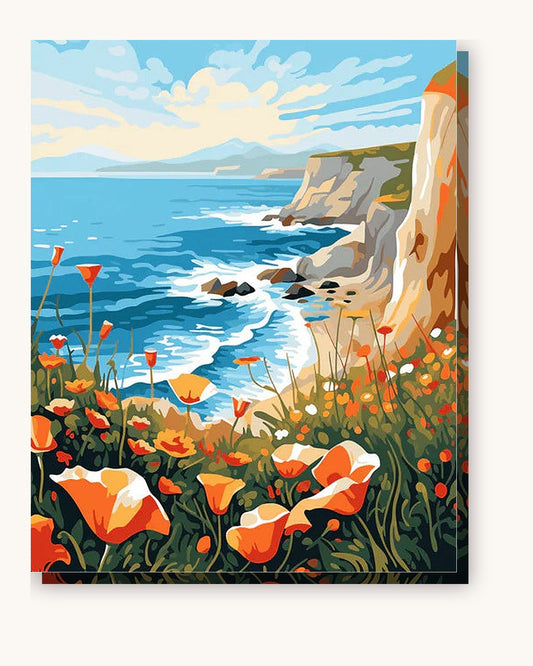 Poppy Paradise paint by numbers kit on stretched canvas