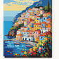 Positano Cliffside Village paint by numbers kit on stretched canvas