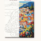 Positano Cliffside Village numbered canvas next to the finished painting