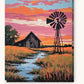 Prairie Windmill at Dusk paint by numbers kit on stretched canvas