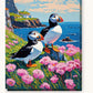 Puffins on the Sea Cliff paint by numbers kit on stretched canvas