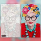 Queen of Maximalism paint by numbers kit, before and after