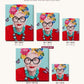 Queen of Maximalism canvas sizes from 12 x 12 to 23.5 x 23.5 inches