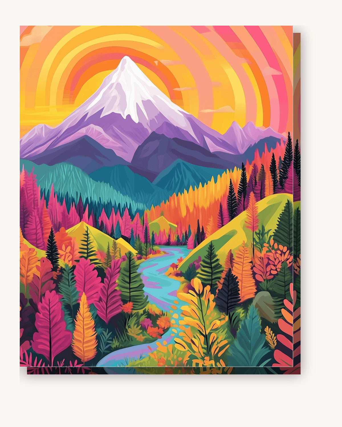 Radiant Peaks paint by numbers kit on stretched canvas