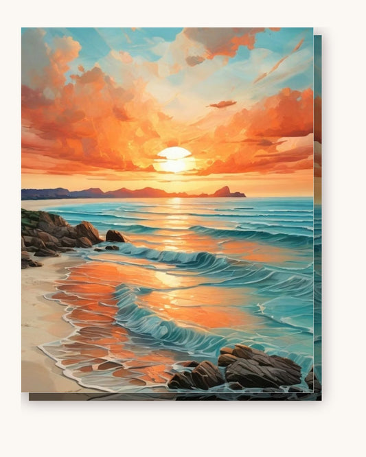 Radiant Sea Dawn paint by numbers kit on stretched canvas