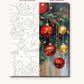 Red and Gold Christmas Ornaments numbered canvas next to the finished painting