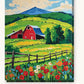 Red Barn on the Green Hill paint by numbers kit on stretched canvas