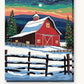 Red Barn with a Lit Christmas Tree paint by numbers kit on stretched canvas