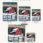 Red Barn with a Lit Christmas Tree canvas sizes from 12 x 12 to 23.5 x 23.5 inches