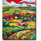 Red Biplane over Patchwork Fields paint by numbers kit on stretched canvas