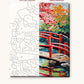 Red Bridge and Cherry Blossoms numbered canvas next to the finished painting