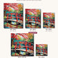 Red Bridge and Cherry Blossoms canvas sizes from 12 x 12 to 23.5 x 23.5 inches
