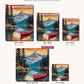 Red Canoe on the Mountain Lake canvas sizes from 12 x 12 to 23.5 x 23.5 inches