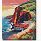 Red Convertible on the Cliff Road paint by numbers kit on stretched canvas