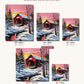 Red Covered Bridge in Winter canvas sizes from 12 x 12 to 23.5 x 23.5 inches