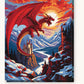 Red Dragon over the Mountain Castle paint by numbers kit on stretched canvas