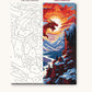 Red Dragon over the Mountain Castle numbered canvas next to the finished painting