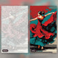Red Dress Dancer paint by numbers kit, before and after