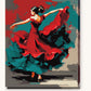 Red Dress Dancer paint by numbers kit on stretched canvas