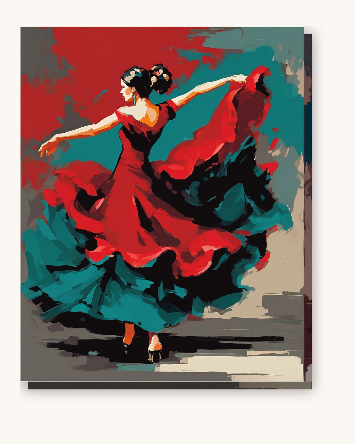 Red Dress Dancer paint by numbers kit on stretched canvas