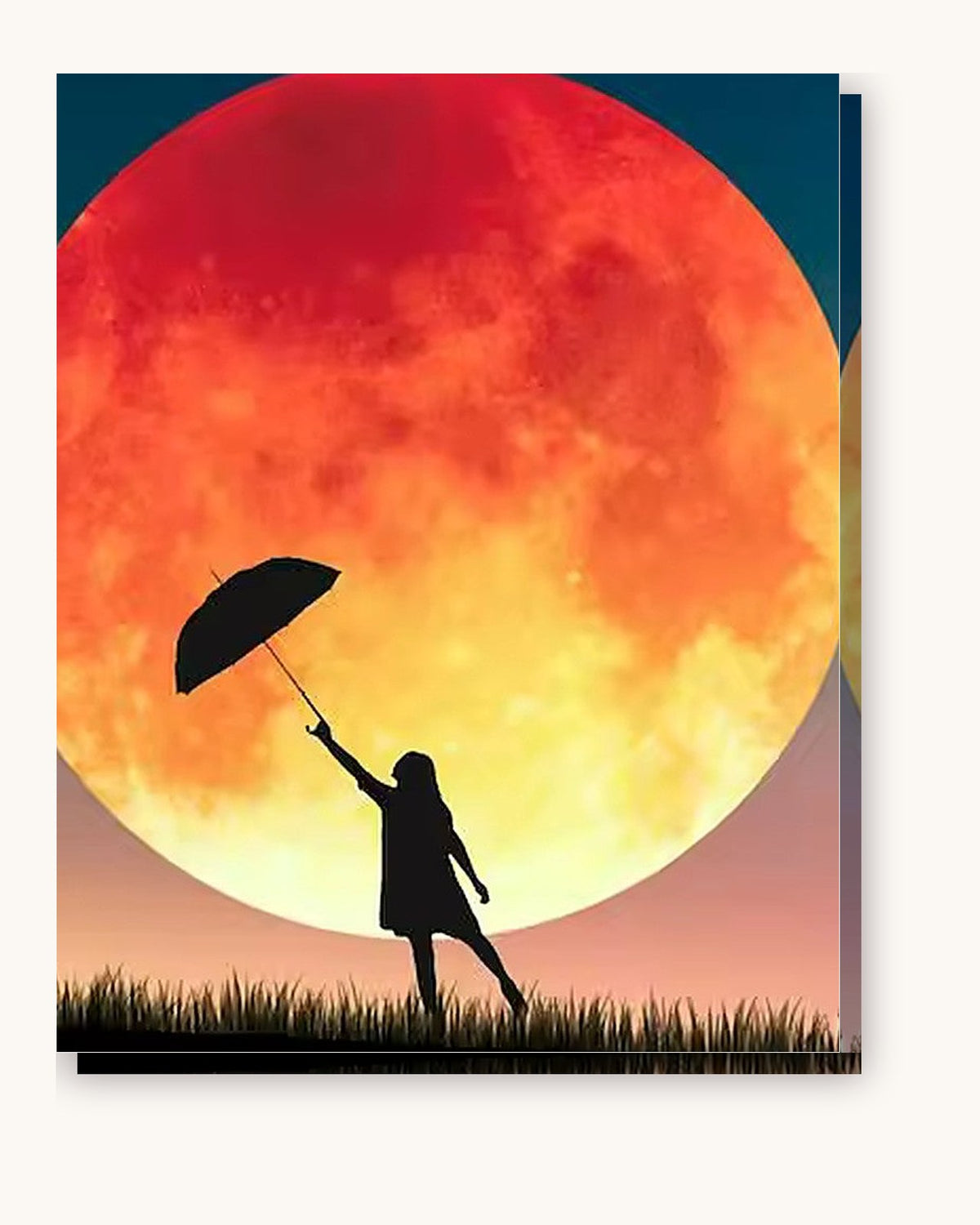 Red Lunar Eclipse paint by numbers kit on stretched canvas