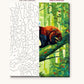 Red Panda on a Mossy Branch numbered canvas next to the finished painting